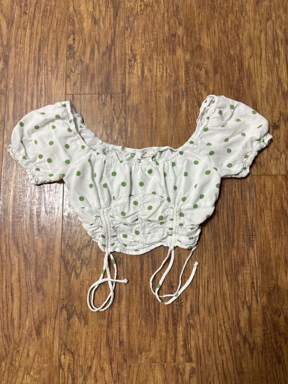 Urban Romantics Polka Dot Crop Top White & Green Size Medium